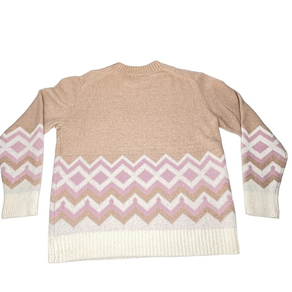 J. CREW Geometric Fair Isle Crewneck Sweater Heather Khaki Ivory Women's Size S - Picture 7 of 16